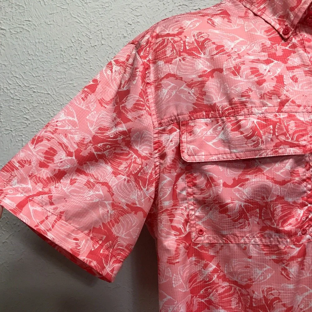 Ocean & Coast Advantage Shirt Mens‎ M Pink All Around Fish Print Fishing Boating